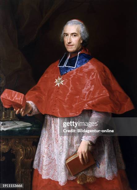 Jean-Francois-Joseph Rochechouart de Faudoas was a French cardinal of the Roman Church, Painting by Pompeo Girolamo Batoni, Historical, digitally...