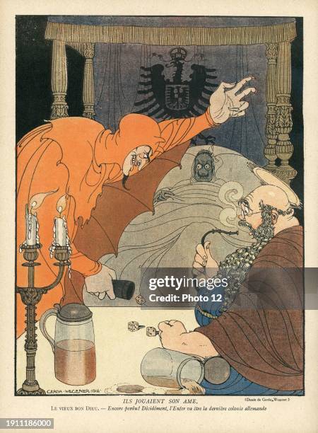 They played on his soul. Drawing by Gerda Wegener published in the French satirical weekly magazine "La Baionnette" n36, on March 9, 1916. Special...