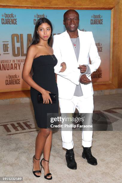 Lou Samuel and Seal attend the Los Angeles Premiere of Sony Pictures' "The Book Of Clarence" at Academy Museum of Motion Pictures on January 05, 2024...