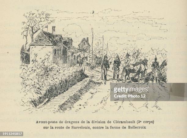 Outpost of the division de Clerambault on the road to Sarrelouis. Illustration published in the book 'FranCais et Allemands, histoire anecdotique de...