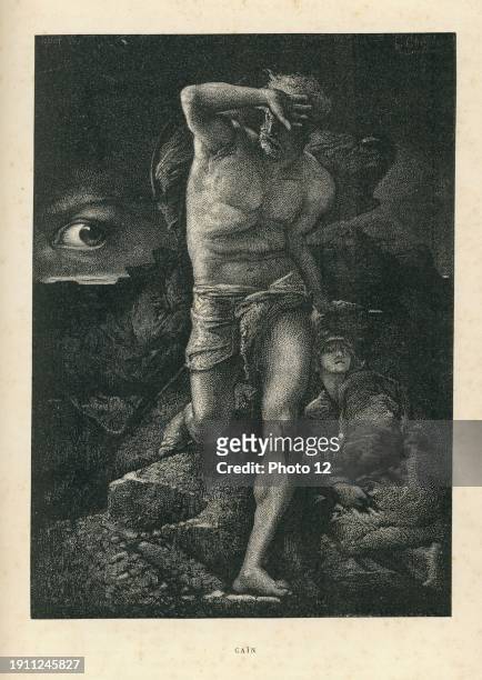 Illustration from "La legendes des siecles", illustrating the poem "La Conscience". Illustration from 'Oeuvre poetique' and part of a set of...