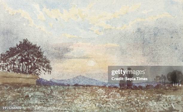 Landscape with Figures, c. 1830, David Charles Read, British, 1790 - 1851, 4 x 6 3/4 in. , Watercolor, England, 19th century, In contrast to...