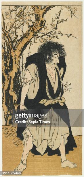 Actor Ichikawa Danjūro V as the Monk Wantetsu 11th lunar month, Katsukawa Shunsho, Japanese, 1726 - 1793, 11 7/8 × 5 9/16 in. , Woodblock print ; ink...