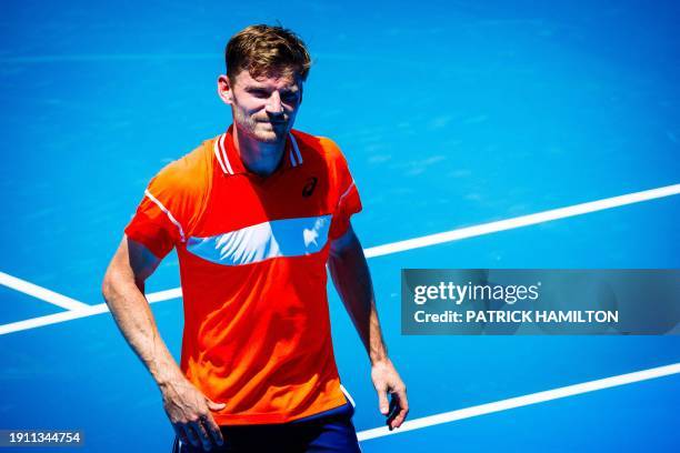 David Goffin pictured after a men's qualifying singles first round game between Belgian Goffin and Italian Travaglia, at the 'Australian Open' Grand...