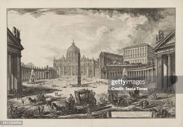 Great Piazza and Basilica of St. Peter's Giovanni Battista Piranesi, Italian , Italian, 1720–1778, 18 1/8 x 27 5/8 in. 21 5/16 x 30 1/4 in. ,...