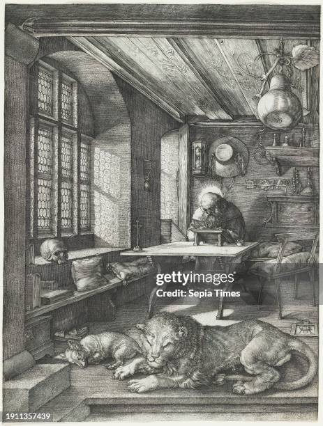 Saint Jerome in His Study Albrecht Dürer, German, 1471–1528, 9 5/8 x 7 1/4 in. , Engraving, Germany, 16th century, This engraving has always been...