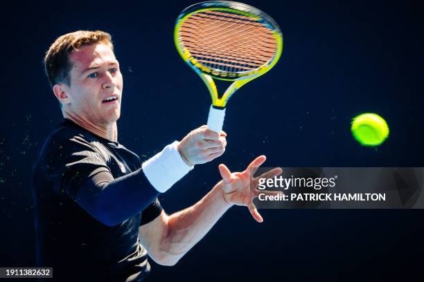 Kimmer Coppejans pictured in action during a men's qualifying singles first round game between Argentina's Tirante Belgian Coppejans, at the...
