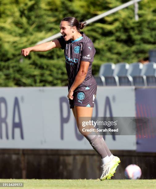 Daniela Galic of Melbourne City FC celebrates her 3rd goal during the A-League Women round 11 match between Adelaide United and Melbourne City at...