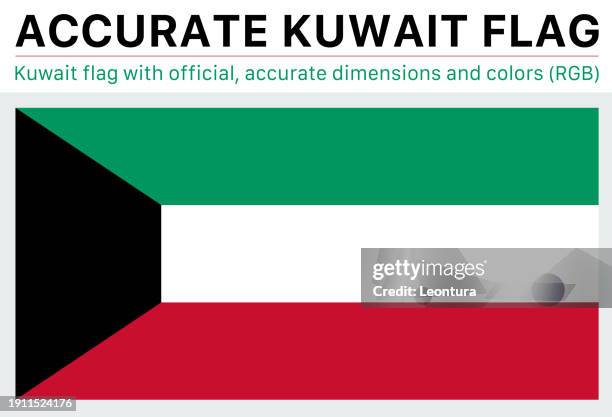 kuwait flag (official rgb colors, official specifications) - kuwaiti flag stock illustrations