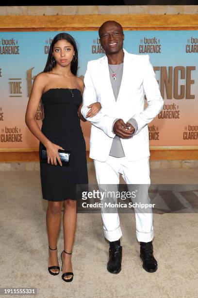 Lou Samuel and Seal attend the Los Angeles premiere of Sony Pictures' "The Book Of Clarence" at Academy Museum of Motion Pictures on January 05, 2024...
