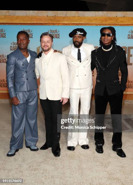 David Oyelowo, James McAvoy, LaKeith Stanfield, and RJ Cyler attend the Los Angeles premiere of Sony Pictures' "The Book Of Clarence" at Academy...