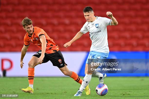 Joseph Lolley of Sydney FC in action during the A-League Men round 11 match between Brisbane Roar and Sydney FC at Suncorp Stadium, on January 06 in...