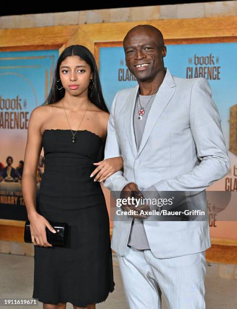 Lou Samuel and Seal attend the Los Angeles Premiere of Sony Pictures' "The Book of Clarence" at Academy Museum of Motion Pictures on January 05, 2024...