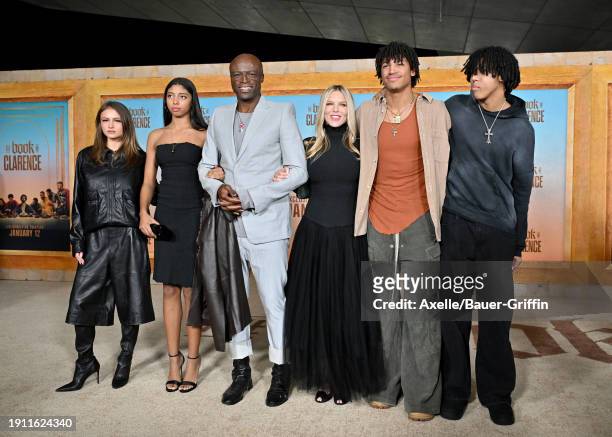 Leni Klum, Lou Samuel, Seal, Laura Strayer, Henry Samuel and Johan Samuel attend the Los Angeles Premiere of Sony Pictures' "The Book of Clarence" at...