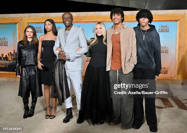 Leni Klum, Lou Samuel, Seal, Laura Strayer, Henry Samuel and Johan Samuel attend the Los Angeles Premiere of Sony Pictures' "The Book of Clarence" at...