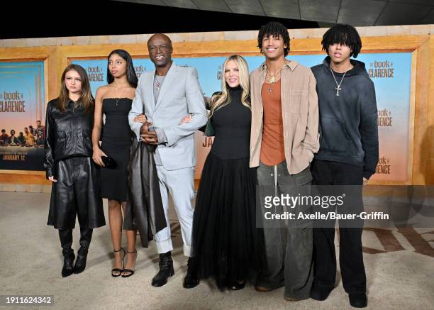 Leni Klum, Lou Samuel, Seal, Laura Strayer, Henry Samuel and Johan Samuel attend the Los Angeles Premiere of Sony Pictures' "The Book of Clarence" at...