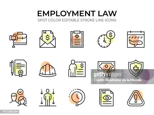 employment law icons - line series - editable stroke - confidentiality agreement stock illustrations