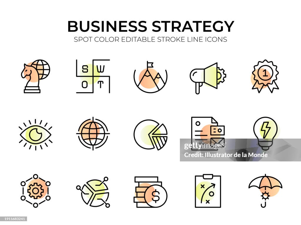 Business Strategy Line Icon Set