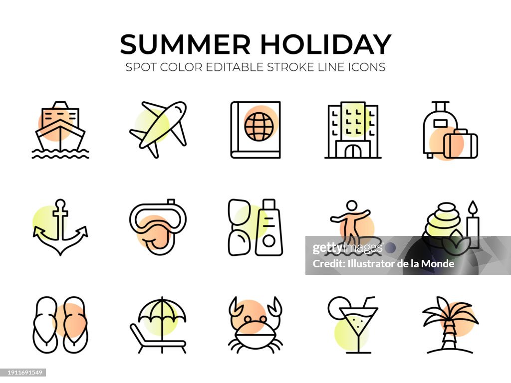 Summer Holiday Line Icon Set