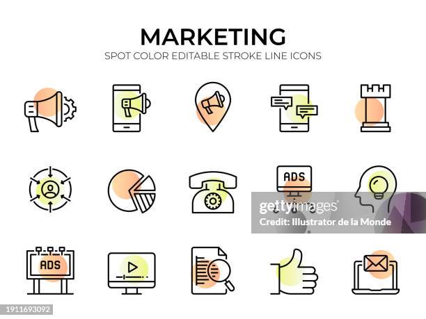 marketing line icon set - lead generation stock illustrations