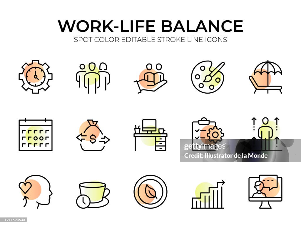 Work-Life Balance Line Icon Set