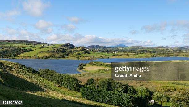 Ireland, County Donegal: typical landscape with lakes in the heart of the Fanad Peninsula, between the deep fjord of Lough Swilly and Mulroy Bay, at...