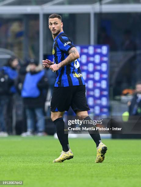 Marko Arnautovic of FC Internazionale in action during the Serie A TIM match between FC Internazionale and Hellas Verona FC at Stadio Giuseppe Meazza...