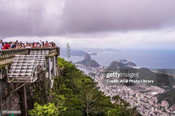 View of the city of Rio de Janeiro's Corcovado Mountain , Rio de Janeiro, Brazil.