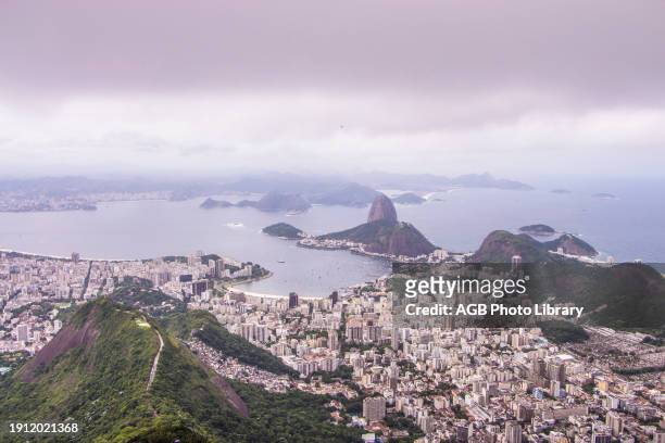 View of the city of Rio de Janeiro's Corcovado Mountain - Rio de Janeiro, Brazil.
