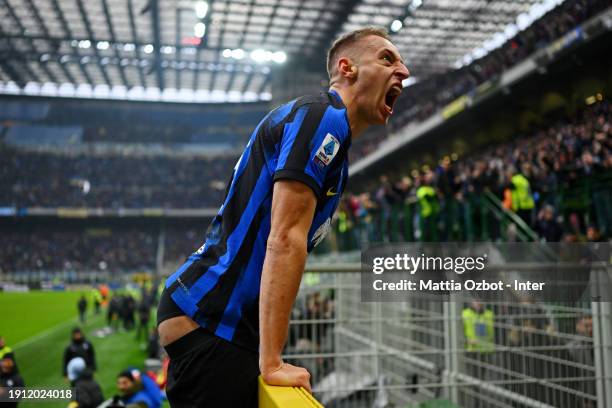 Davide Frattesi of FC Internazionale during the Serie A TIM match between FC Internazionale and Hellas Verona FC at Stadio Giuseppe Meazza on January...