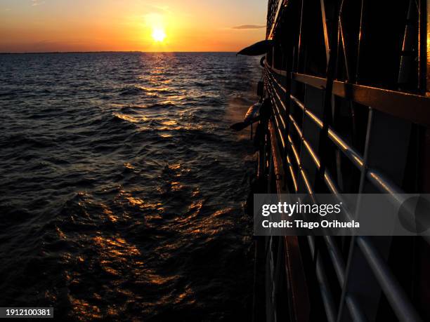 sunset, view from a boat sailing on the amazon river, brazil - molhado stock pictures, royalty-free photos & images