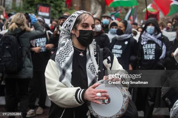 Protesters march out of St James’ Park towards Parliament as over a thousand people attend the Palestine protest called by Sisters Uncut and others...