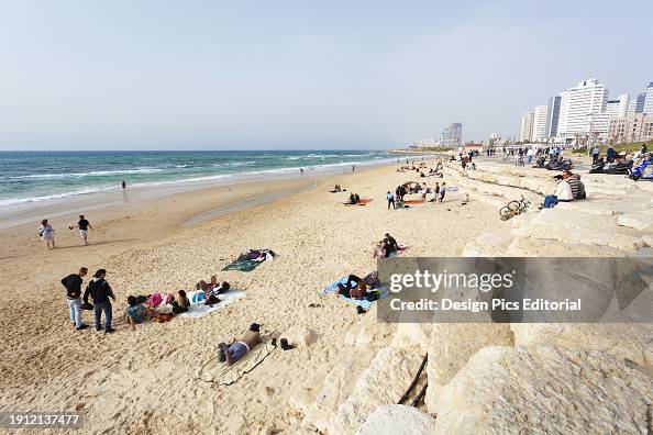 Relaxing On A Beach Along The Mediterranean Sea; Joppa, Israel