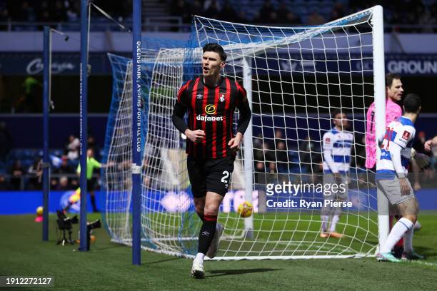 Kieffer Moore of AFC Bournemouth celebrates scoring his team's second goal during the Emirates FA Cup Third Round match between Queens Park Rangers...