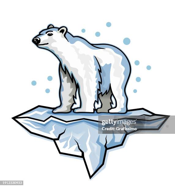 polar bear in arctic standing on iceberg illustration - bear standing vector stock illustrations