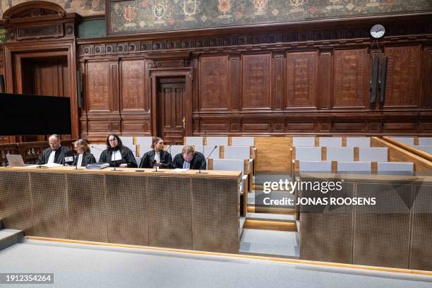 Lawyers representing the familiy of Bekkar are pictured at the jury constitution session at the assizes trial of Beckmann before the Assizes Court of...