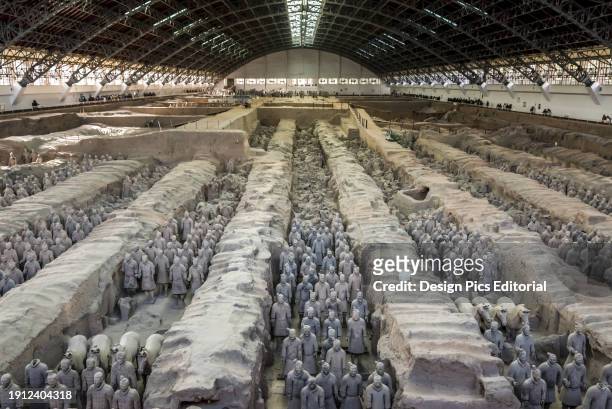 Terracotta Army, a collection of terracotta sculptures depicting the armies of Qin Shi Huang. Xian, Shaanxi Province, China.