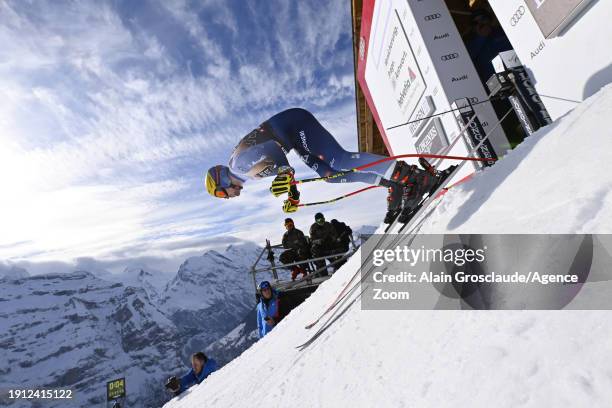 Jared Goldberg of Team United States takes 2nd place during the Audi FIS Alpine Ski World Cup Men's Downhill Training on January 9, 2024 in Wengen,...