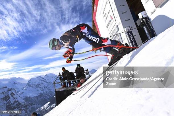 Jared Goldberg of Team United States takes 2nd place during the Audi FIS Alpine Ski World Cup Men's Downhill Training on January 9, 2024 in Wengen,...