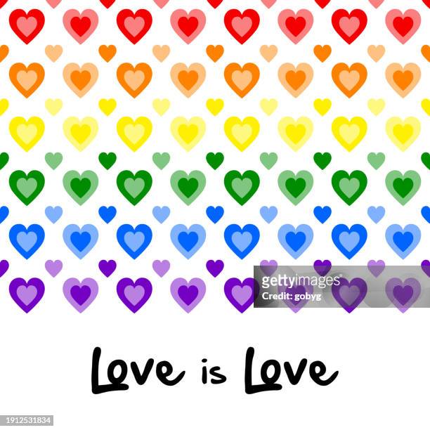stockillustraties, clipart, cartoons en iconen met love is love. colourful rainbow card. - roze zaterdag