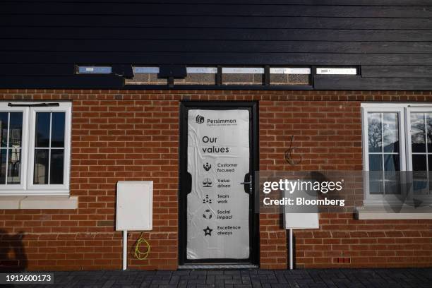 Partially completed house at a Persimmon Plc residential property construction site in Colchester, UK, on Tuesday, Jan. 9, 2024. Easing mortgage...