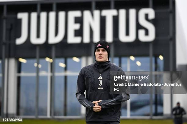 Nicolo Fagioli of Juventus during a training session at JTC on January 9, 2024 in Turin, Italy.