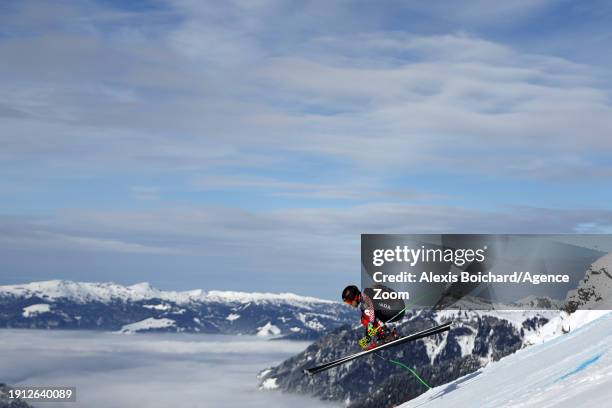 Cameron Alexander of Team Canada in action during the Audi FIS Alpine Ski World Cup Men's Downhill Training on January 9, 2024 in Wengen, Switzerland.