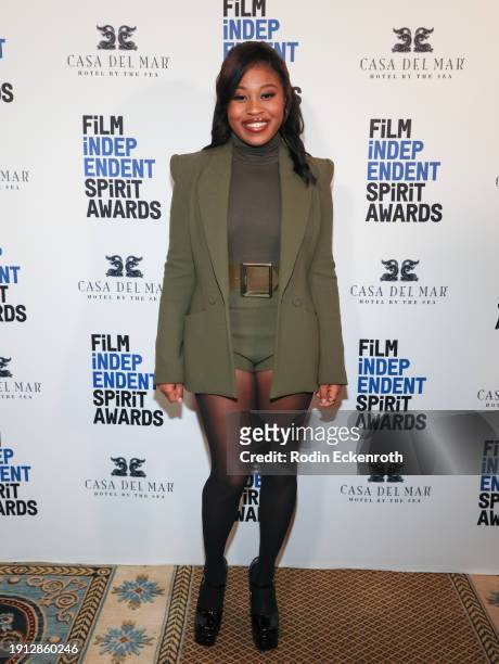 Dominique Fishback attends the 2024 Film Independent Spirt Awards Nominees Brunch at Hotel Casa del Mar on January 06, 2024 in Santa Monica,...