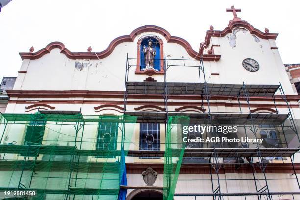 Restoration, facade, Church of Saint Mary, Praça Joao Mendes, , Capital, Center, Sao Paulo, Brazil.