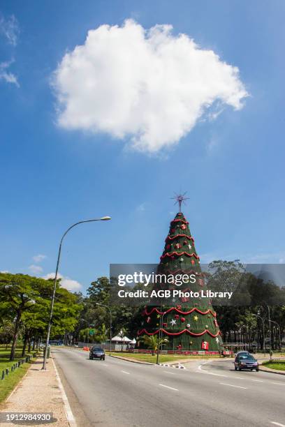 Christmas tree mounted, Ibirapuera Park, Sao Paulo, Brazil.