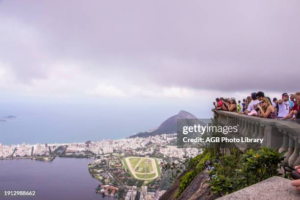 View of the city of Rio de Janeiro's Corcovado Mountain , Rio de Janeiro, Brazil.