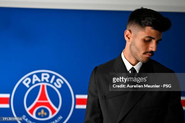 Lucas Beraldo answers PSG TV after signing a 5 year contract with Paris Saint-Germain at Campus PSG on January 01, 2024 in Paris, France.