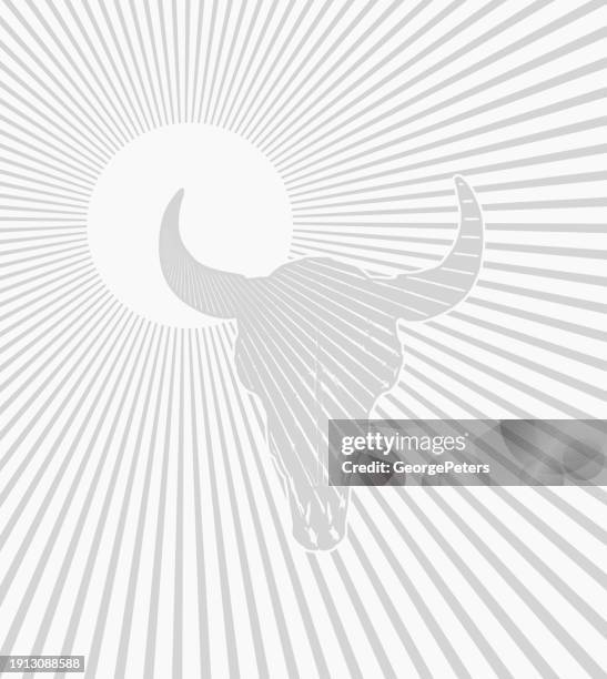steer skull and horns - fish bone logo stock illustrations