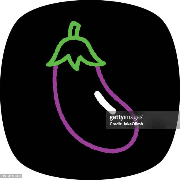 eggplant doodle 3 - aubergine emoji stock illustrations